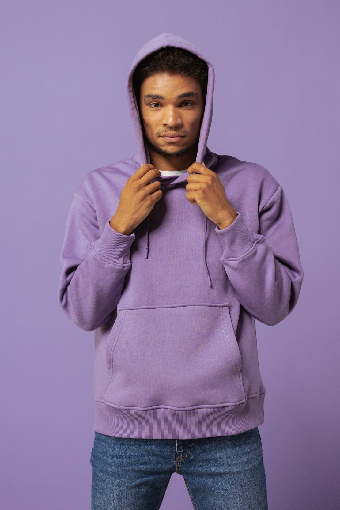 Man Wearing a Purple Hoodie Sweater
