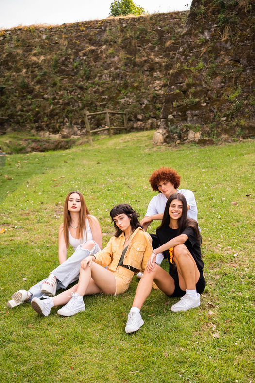 Friends in Casual Clothes in Summer